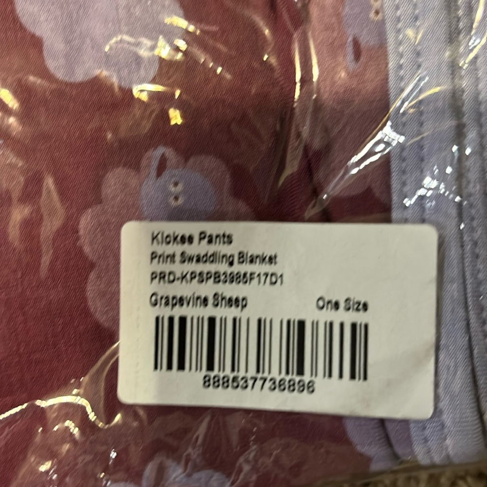 Kickee Pants swaddle blanket grapevine sheep print, NWT
